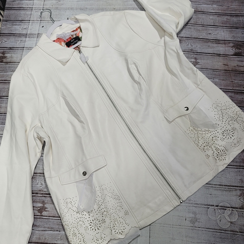 Dennis Basso White Leather Jacket